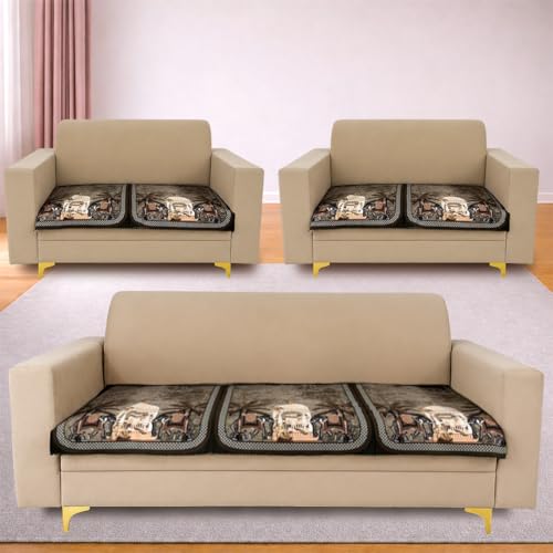 Image of Homerz Premium 'Luxe Series' Sofa Cover | Holland Velvet Fabric | Smooth Finish | Anti-Slip Fleece Backing Couch Protector (Maharaja, 7 (3+2+2) Seater, Only Seat Cover)