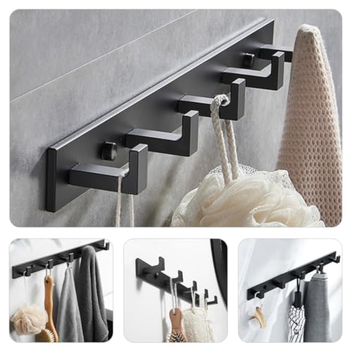 Perchero de pared negro de aluminio con 5 ganchos para organizar su hogar 4