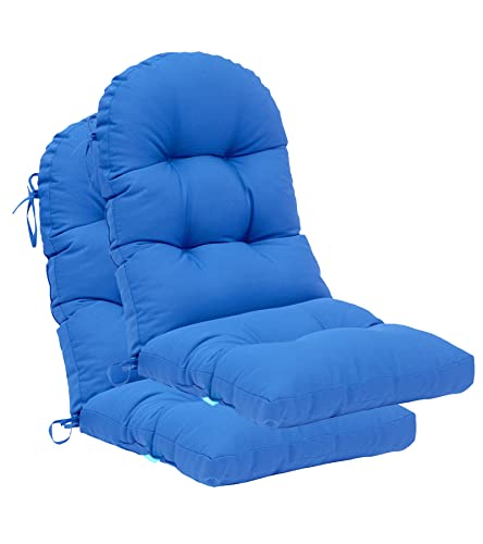 Image of QILLOWAY Outdoor High Back Chair Cushion for Adirondack, All Weather Rocking Chair Cushions Thick Padded Replacement for Patio Furniture Set of 2,Marine Blue