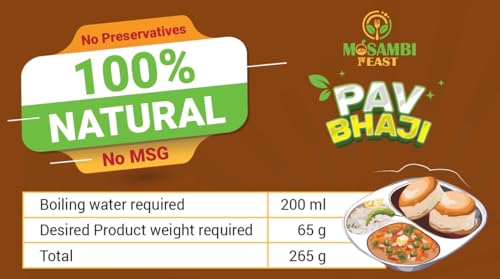 Image of MOSAMBI FEAST Ready-to-Eat Pav Bhaji | 100% Natural Zero Preservatives | Rich Creamy Authentic Indian Street Food | Premium Vegetarian Ingredients