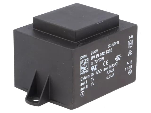 Transformateur 230V 9V BV EI 482 1238 HAHN alimentation moulée 12VA