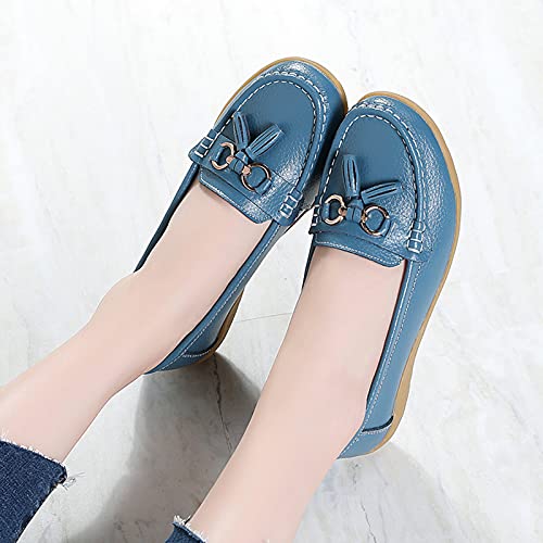 Image of Shoes Loafers for Women Classic Leather Loafers Casual Slip-On Boat Shoes ComfortWalking Moccasins Soft Sole Shoes