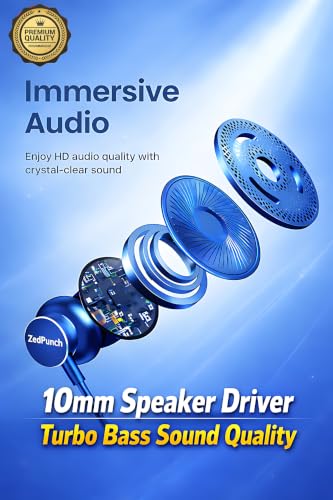 Image of Gaming Type-C Wired Earphone with Mic, 10mm Dynamic Bass Driver, Magnetic in-Ear Headphones, Low Latency Sound for Gaming, 1 Button Control, HD Calling, Voice Assistant, (Royal Blue)
