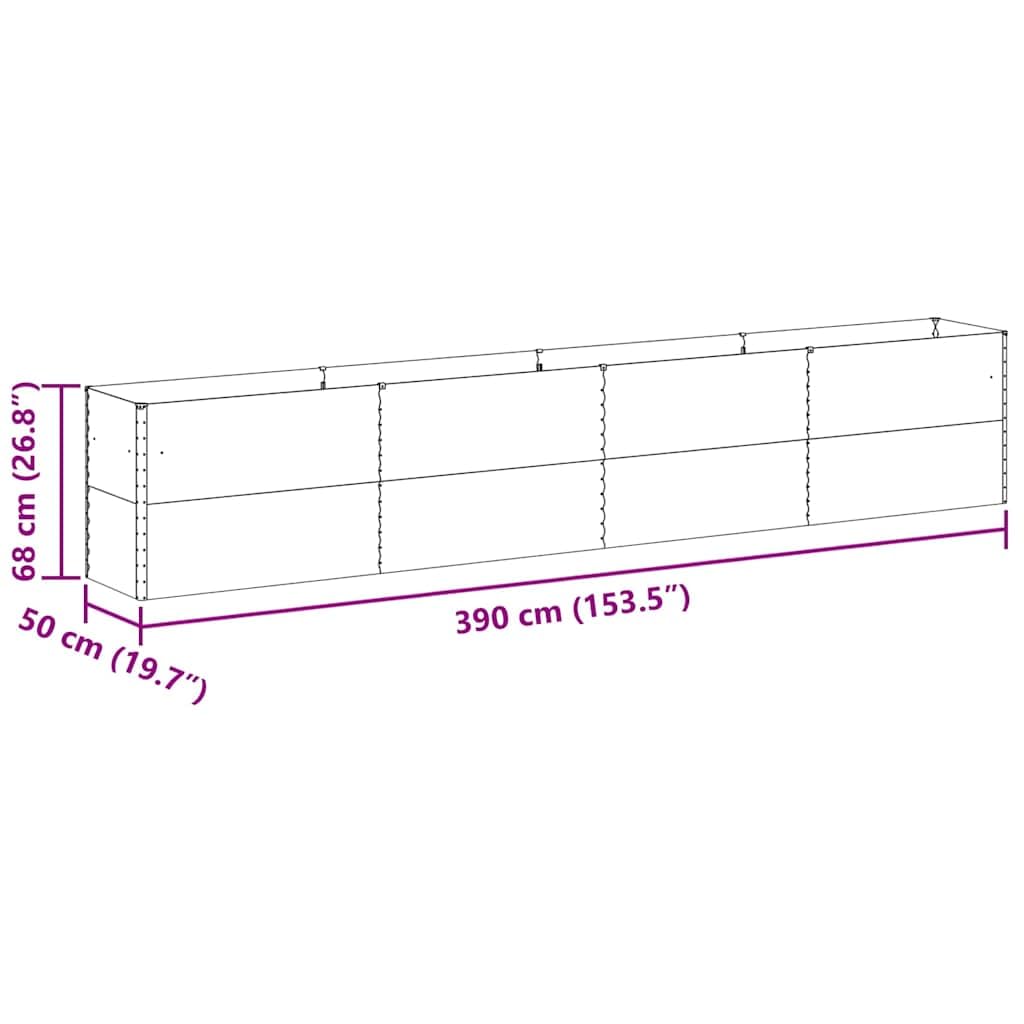 vidaXL Jardinière surélevée 390 x 50 x 68 cm Acier galvanisé, Bac à Fleurs pour Jardin et terrasse, Plats en Acier durables, déco extérieure pour espaces urbains