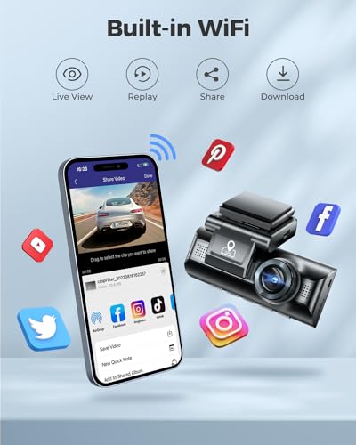 Azdome AZDOME-M550 3 Channel Dash Cam, 4K+1080P Dual Dash Camera For Cars Built-In Wifi Gps, 1440P+1080P+1080P Front And Rear Inside thumb #3