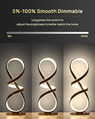 Jioodich. JLTL12B Set Of 2 Table Lamps, Led Touch Dimmable Spiral Desk Lamp thumb #3