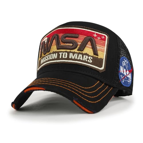 ililily Premium NASA Mission Patch Embroidery Structured Baseball Cap Black Rectangle
