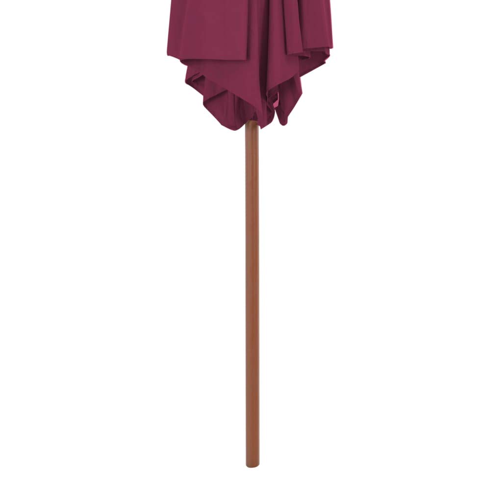 Homgoday Sombrilla de jardín con Palo de Madera Rojo Burdeos 300 cm Sombrilla de Jardín,Protección UV Sombrilla Jardín Grande Orientable Jardín Parasol Balcón