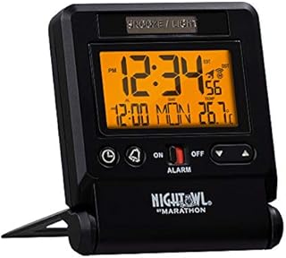 MARATHON Atomic Travel Alarm Clock with Auto Night Light