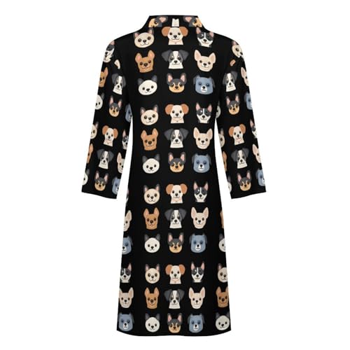 Ropa de dormir suave para hombre bata ligera de caras de perro cómoda 6