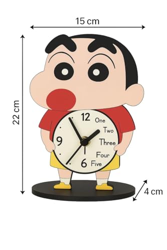 Image of CORAL TREE Kids Cartoon Table Clock, Cute Character Design, Analog Silent Sweep Movement, Durable MDF Body, Multicolour, 22 cm