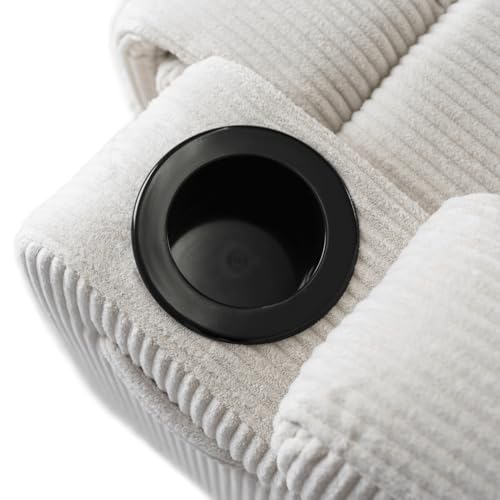 MEBEL ELITE Massagesessel Box beige – Relaxsessel mit Massagefunktion und Liegefunktion, TV Sessel mit Fußstütze und Getränkehalter, gepolsterter Kinosessel für Wohnzimmer – Bild 8