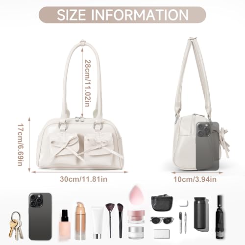 Image of Juoxeepy Ita Bag Cute Bow Purse Aesthetic Japanese Shoulder Bag Faux Leather Tote Bag Y2k Red Handbag Purse