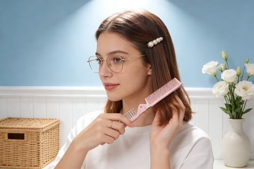 Peine plegable compacto para viaje color rosa miniatura 2