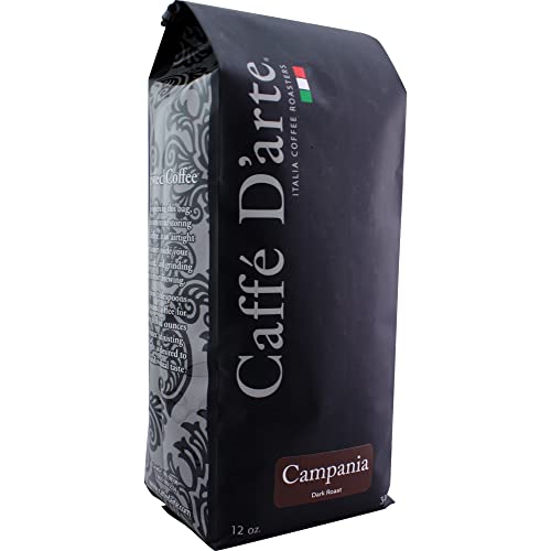 Caffe D'arte Campania Ground Coffee, Dark Roast, Bold & Robust with Chocolate Notes, Fresh Roasted in Seattle, 12 Ounce (1 Pack)