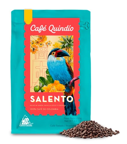 Image of Cafe Quindio Medium Roast 100% Colombian Excelso Whole Bean Arabica Coffee - Salento Municipal Harvest - 8.8 Ounce (Pack of 1)