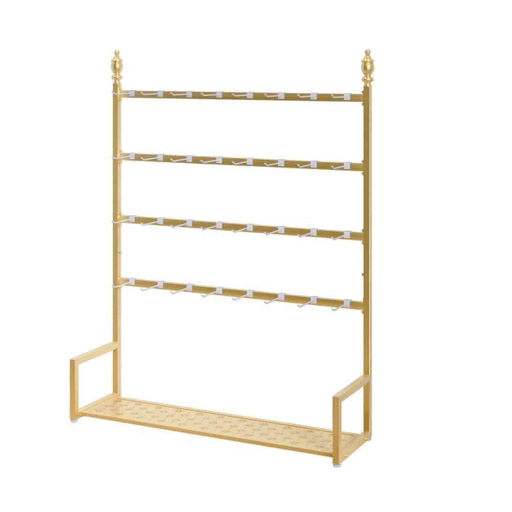 JYBNBBE Multifunctional Floor Standing Display Rack, Adjustable Shelving for Socks, Underwear and Scarves,Gold-120x35x155cm