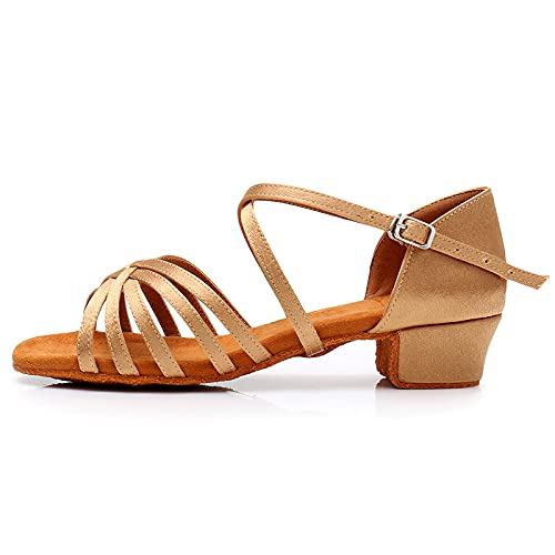 YKXLM Women's Satin Latin Dance Shoes Ballroom Salsa Tango Professional Performance Practice Dancing Shoes, Model WH12022