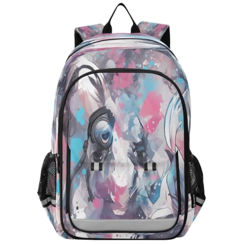 Sac à dos lapin aquarelle idéal pour les cours au collège et les sorties de week-end