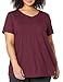 Amazon Essentials Women's Active Quick Dry Tech Stretch Short-Sleeve V-Neck T-Shirt (Available in Plus Size), Pack of 2, Black/Burgundy Space Dye, Medium