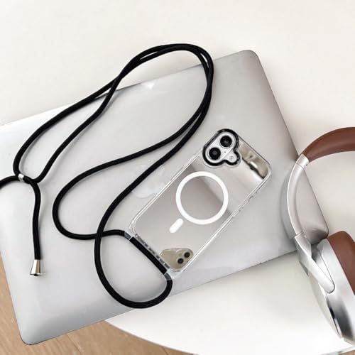 Cordon magnétique iPhone 13 antichoc et étui miroir de protection
