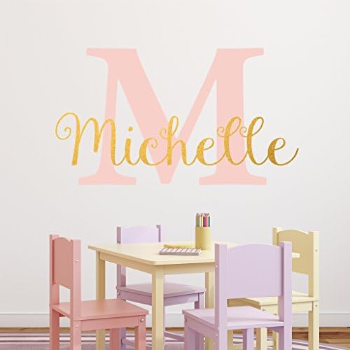 Nursery Custom Name and Initial Wall Decal Sticker, 16" W by 9" H, Girl Name Wall Decal, Girls Name, Personalized, Girls Name Decor, Girls Nursery, Girls Bedroom, Plus Free White Hello Door Decal
