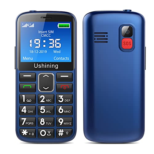 Seniorenhandy ohne Vertrag mit großen Tasten 2,3 Zoll Farbdisplay, Ukuu GSM Tastenhandy Dual SIM Handy SOS Notruftaste und Kamera Mobiltelefon 1000 mAh Akku Lange Standby-Zeit, Blau