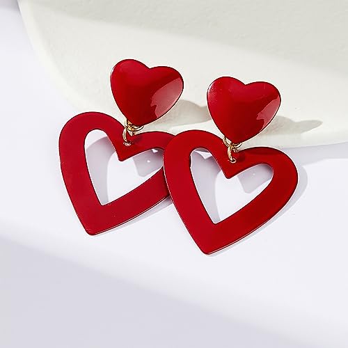 Image of Heart Earrings Y2K Love Heart Big Hoop Cute Fun Dangle Earrings, One Size, Alloy Steel, No Gemstone