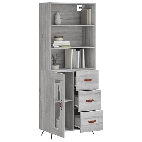 Highboard Gris Sonoma de 69,5x34x180 cm en madera de ingeniería 4