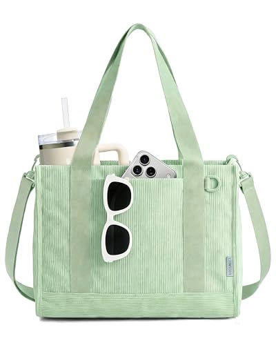 Image of BAGSMART BAGAMSRTTote Bag for Women | Fits 14 inch Laptop & 40oz Tumbler, Soft Vintage Corduroy Crossbody Bag For Teacher, Nurse Daily Use & Flight Travel, Hand Wash