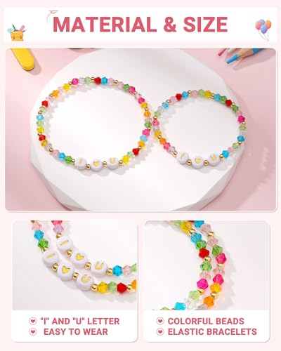 First Day of Preschool/Kindergarten Gifts for Girls Kids, Beautiful Colorful Bead Elastic Bracelets Back to School Gifts4