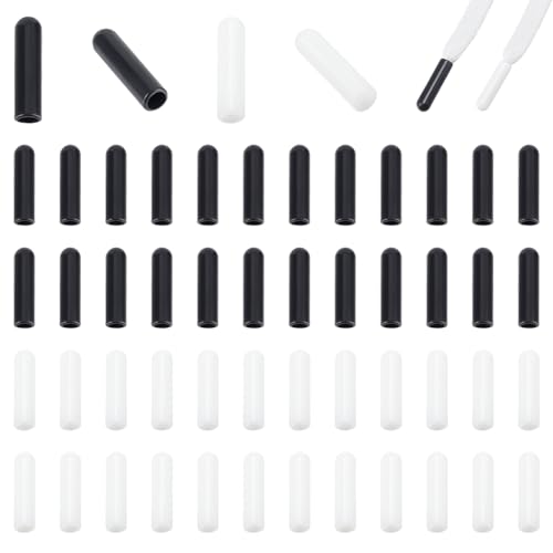 PH PandaHall 52pcs Shoelace Tips Plastic Shoelace Ends Tips Shoelace Head Cord End Caps Black White Shoelace Ends Replacement Shoelace Tips Head for Sneakers Canvas Hoodies Pants DIY Reparing 20x5 mm