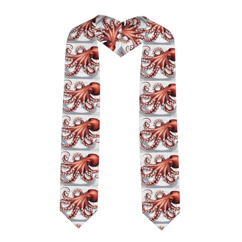 Cute Octopus Print Flat Shawl Ribbon - Graduation Ceremony Satin Stole Gift for Son Daughters Friends Sisters