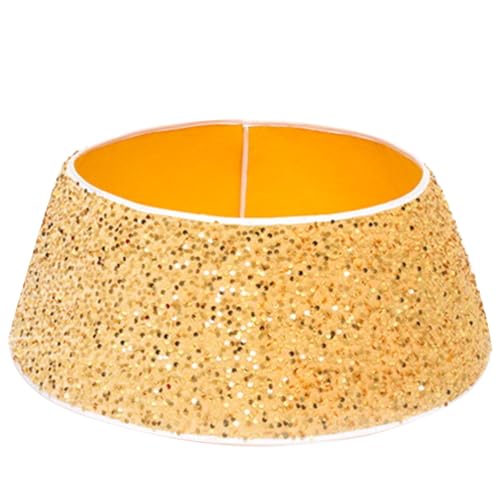 Collar de árbol de Navidad con purpurina redonda acabado de lujo dorado para decoración 4