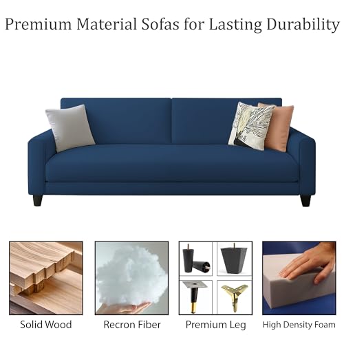 Image of Kathleen 3 Seater Sofa Set for Living Room - Foldable Convertible Couch Furniture for Home, Office or Guest Use, Modern Designer Stylish Comfortable (Blue)