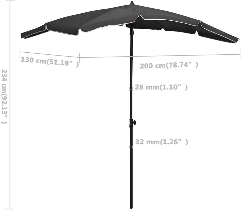 vidaXL Garden Parasol Height Adjustable Outdoor Patio Sunshade Shelter Steel