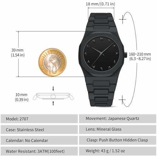 Image of Watch for Man Analog Minimalism Dial Quartz Mens Watch Business Black Wrist Watch Polycarbonate Strap Waterproof