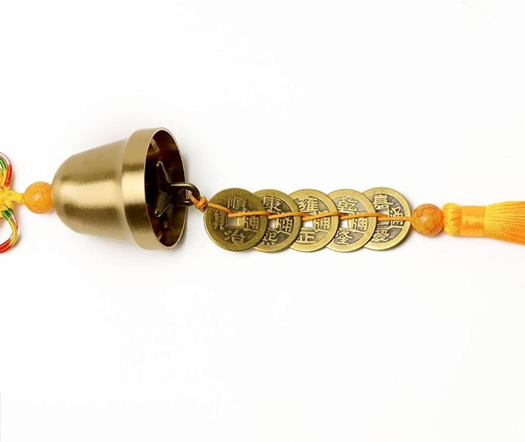 Wind Chimes Chinese Feng Shui Bell Copper Pendant Ornaments with 5 Coins for Wealth and Good Luck Home Car Interiors Decoration Gifts for Garden Decor (Color : F, Size : Bell) (F Bell)