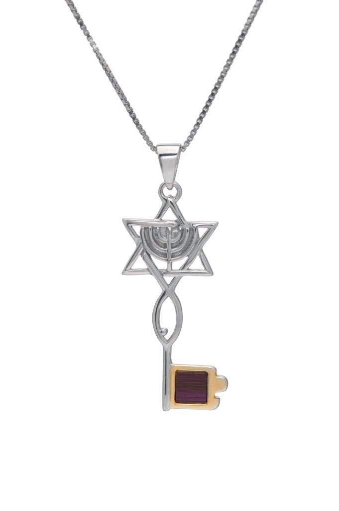 Pendentif messianique menorah or résistant au ternissement