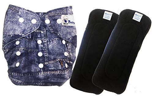 Image of Babymoon (SET of 3-1 Cloth Diaper with 2 5Layesr Bamboo Insert) Premium Adjustable Reusable Washable Cloth Diaper for Baby