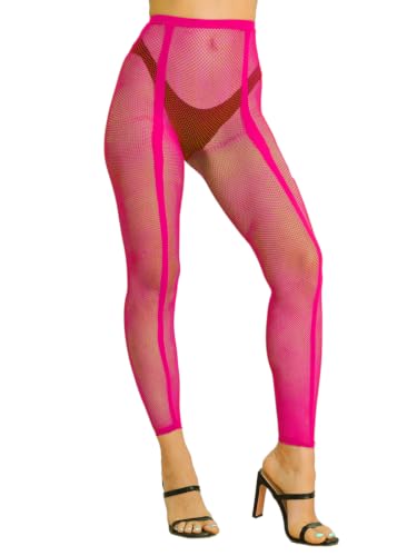 Image of VINICUNCA Women's Footless Fishnet Stockings Sparkle Rhinestone High Waist Tights Pantyhose