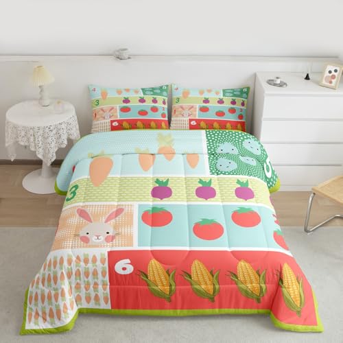 Image of Feelyou Kids Educational Comforter Set Full Size Animal Numbers Bedding Set for Kids Boys Girls Cute Animal Decor Duvet Quilt Learning Numbers Bedroom Decor Microfiber 3 Pcs with 2 Pillow Cases