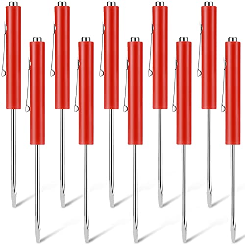 Image of Honoson 10 Pieces Pocket Screwdriver Mini Tops and Pocket Clips Magnetic Slotted Small Screw Driver with a Single Blade Head for Mechanical, Electrician(Red)