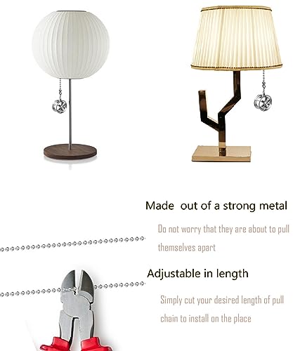 Image of 12 inch Ceiling Fan Pull Chain Wheel Charm Pendant Ceiling Fan Danglers Fan Pulls Chain Extender with Ball Chain Connector for Ceiling Fan Light Decoration(Silver)