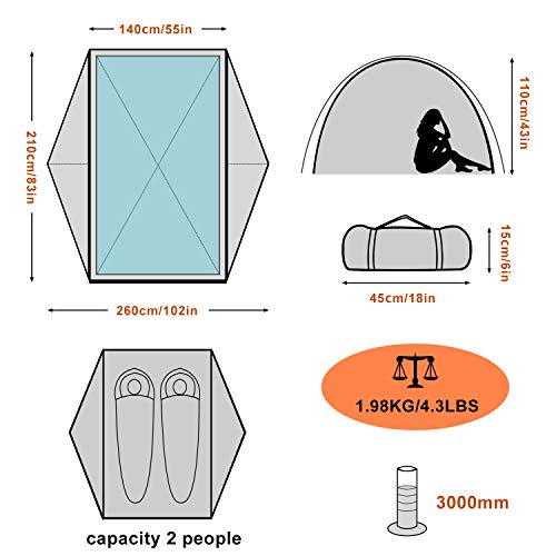 Carpa BISINNA para 2 Personas Ligera Impermeable miniatura 6