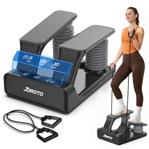Image of JOROTO Air Stepper Exercise Machine with LED Monitor and Resistance Bands, 300LB Capacity Stair Stepper, 5-Level Adjustable Resistance and Low-Impact Steppers for Exercise at Home, Black