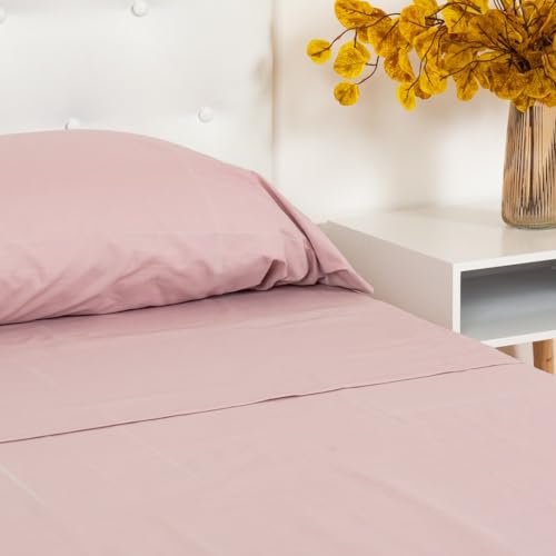 TRAMAS+ Juego de sábanas para Cama de Matrimonio 160 x 200, 100% algodón, Ropa de Cama, sábanas y 2 Fundas de Almohada, Certificado Standard 100 by Oeko-Tex - Malva