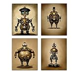 Lone Star Art Steampunk Robots - Set of Four Gallery Wall Photos (8x10) Unframed Print Poster - Makes a Cute Home Decor and Gift For Robotics Enthusiasts