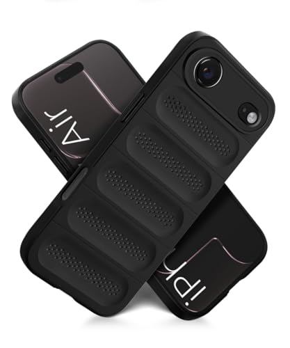 Image of WOW IMAGINE Ultimate Silicone Back Cover Case for iPhone 17 Air | Heat Dissipation Thin Soft TPU | 360 Camera Protection | Breathable Cooling Holes - Pitch Black