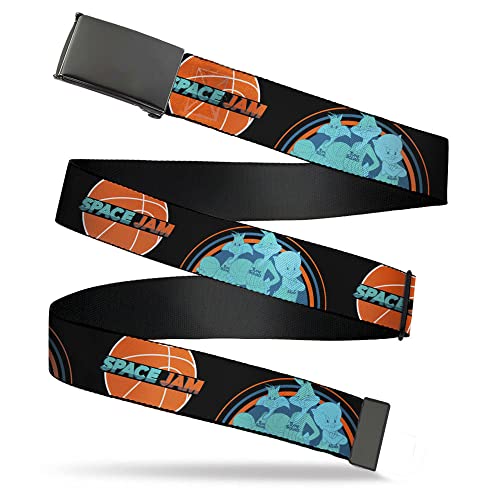 Adjustable Belt, Clamp Buckle, Cut-to-Fit, Space Jam A New Legacy Basketball Logo and Tune Squad Group